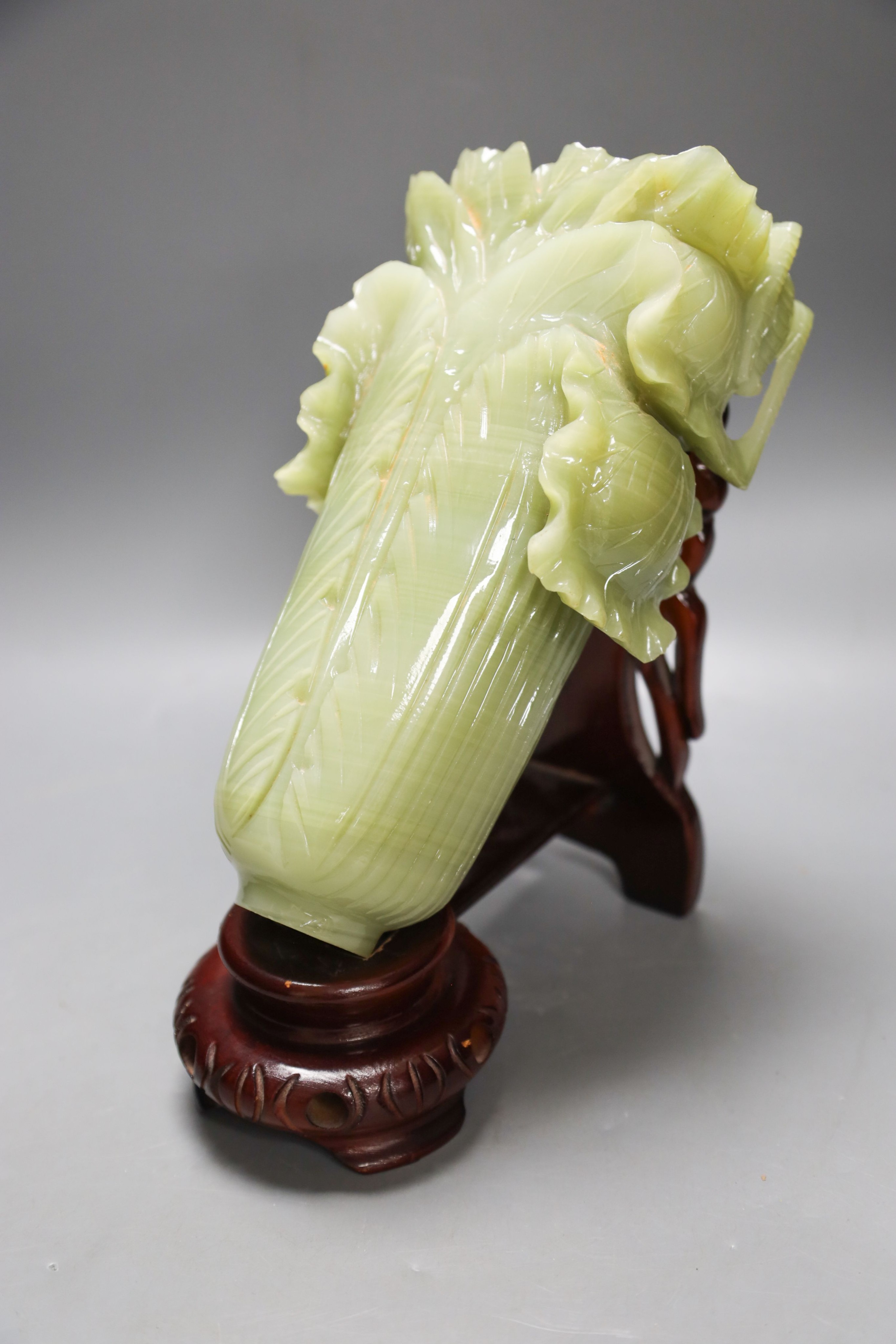 A Satsuma vase and miniature teapot, Chinese porcelain peacock, a glass model of Chinese cabbage and two jars